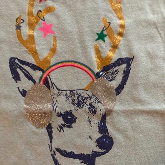 Mini Boden festive sparkle deer tee - blue sz 5-6 - Picture 3 of 4